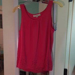 ann taylor loft pink eyelet top size S